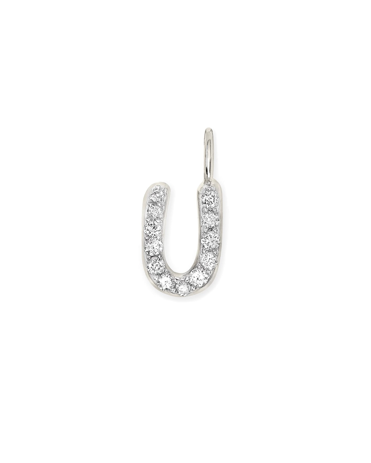 14k White Gold Letter D Charm in White Diamond