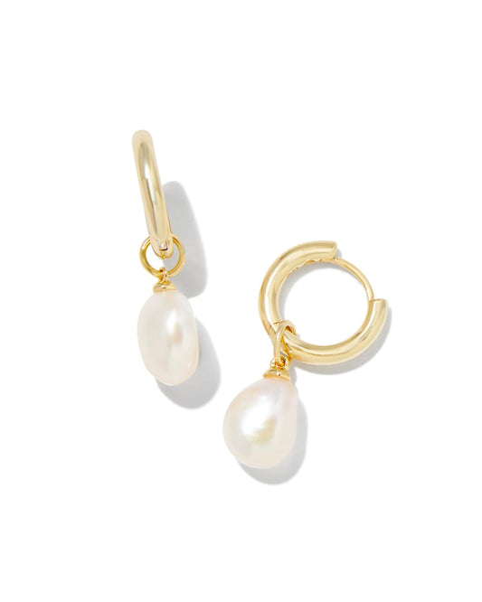 Willa Gold Pearl Huggie Earrings in Freshwater Cultured Pearl