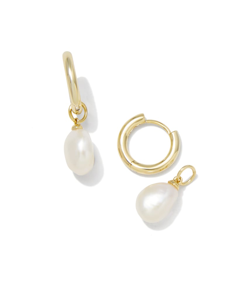 Willa Gold Pearl Huggie Earrings in Freshwater Cultured Pearl
