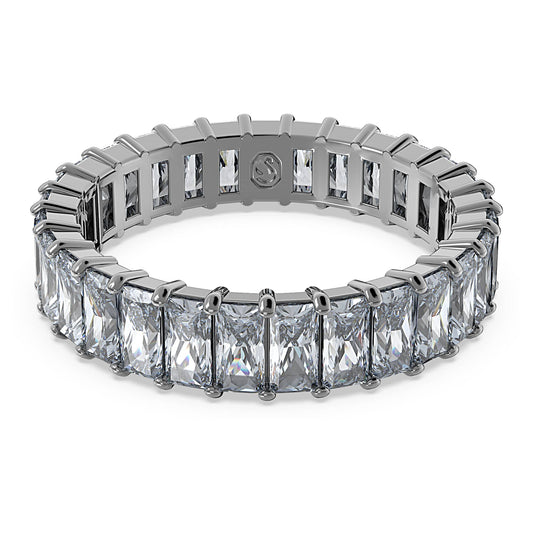 Matrix ring, Baguette cut, Gray, Ruthenium plated