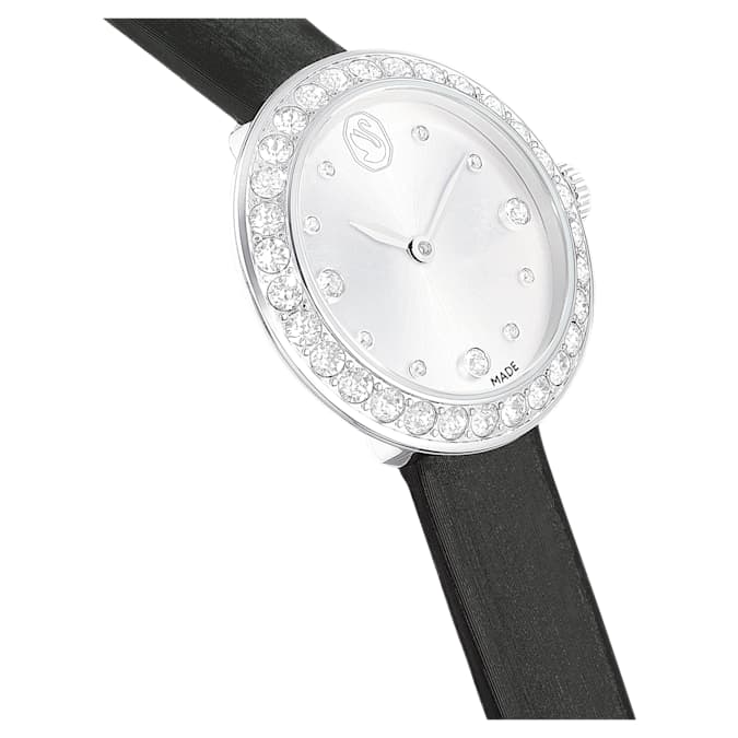 Swarovski Matrix Tennis watch, Swiss Made, Leather strap, Black, Stainless Steel