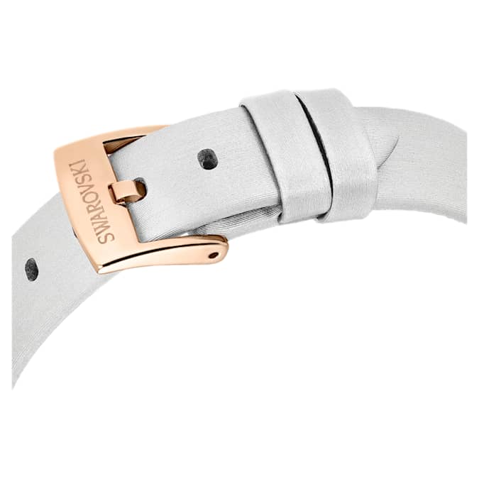 Swarovski Matrix Tennis watch, Swiss Made, Leather strap, Gray, Rose gold-tone finish