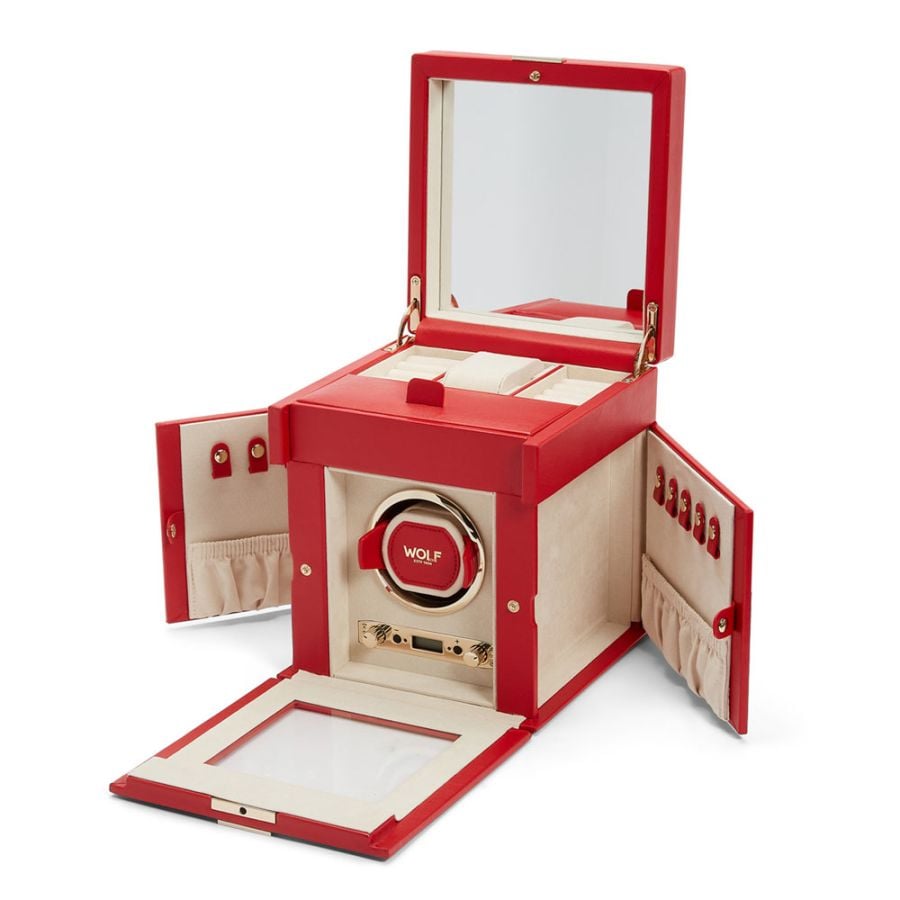 Wolf Palermo Single Watch Winder with Jewelry Storage 213772