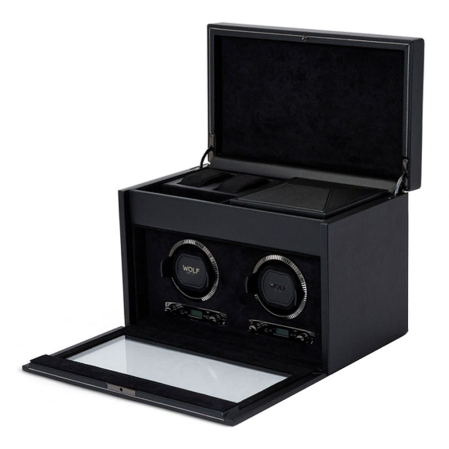 Wolf British Racing Double Watch Winder with Storage 792202