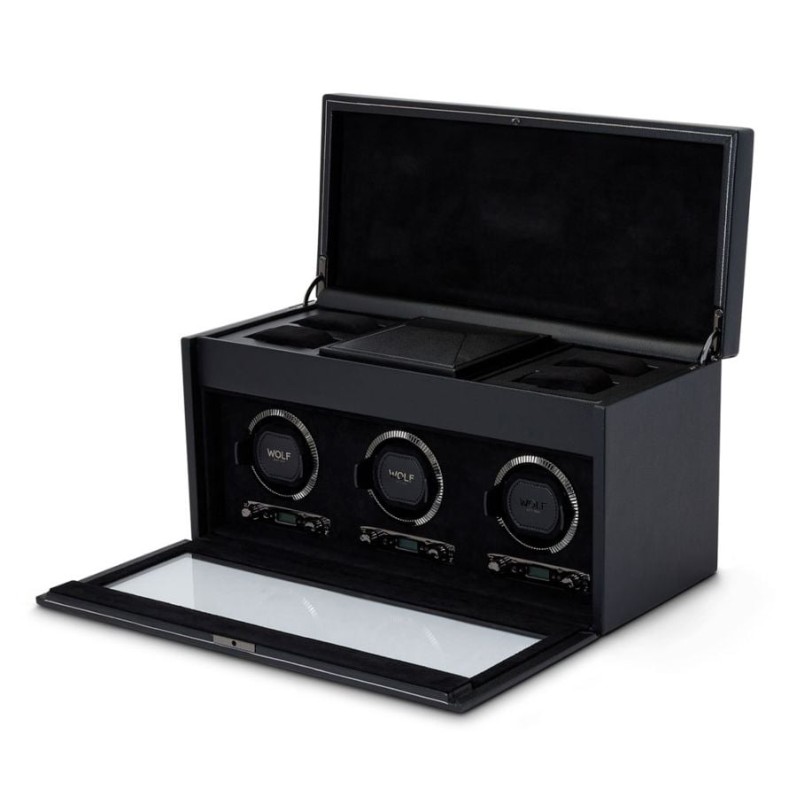 Wolf British Racing Triple Watch Winder with Storage 792302