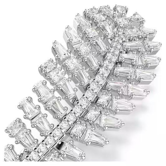 Vienna brooch Mixed cuts, Feather, White, Rhodium plated 5760564