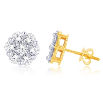 10 Karat Yellow Gold 1.50 Carat Diamond Flower Earrings-0125669-YG