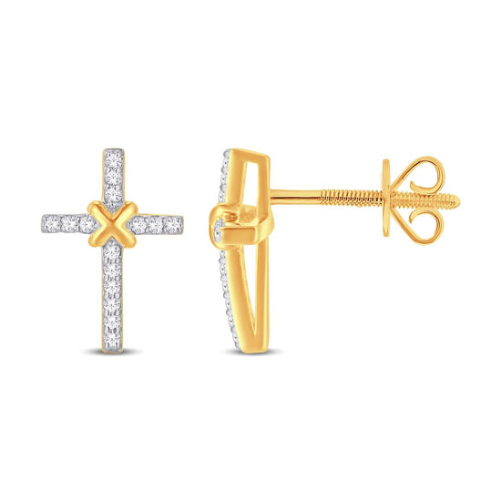 10 Karat Yellow Gold 0.09 Carat Diamond Cross Earrings-0125958-YG
