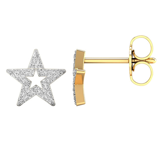 10 Karat Yellow Gold 0.10 Carat Diamond Star Earrings-0127139-YG