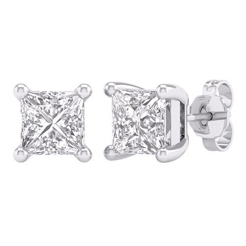 14 Karat White Gold 3.00 Carat Diamond Square Earrings-0127835-WG