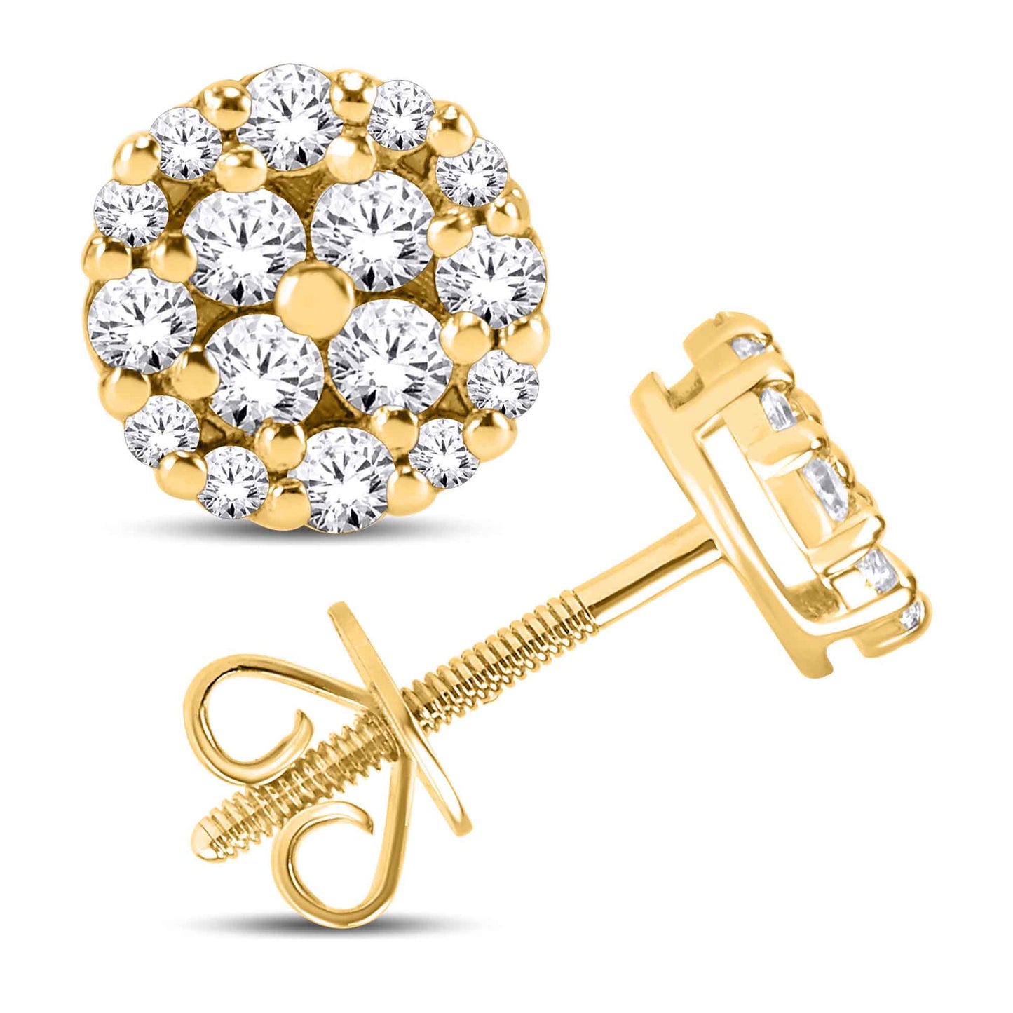 14 Karat All Yellow Gold 0.25 Carat Diamond Round Earrings-0128081-ALY
