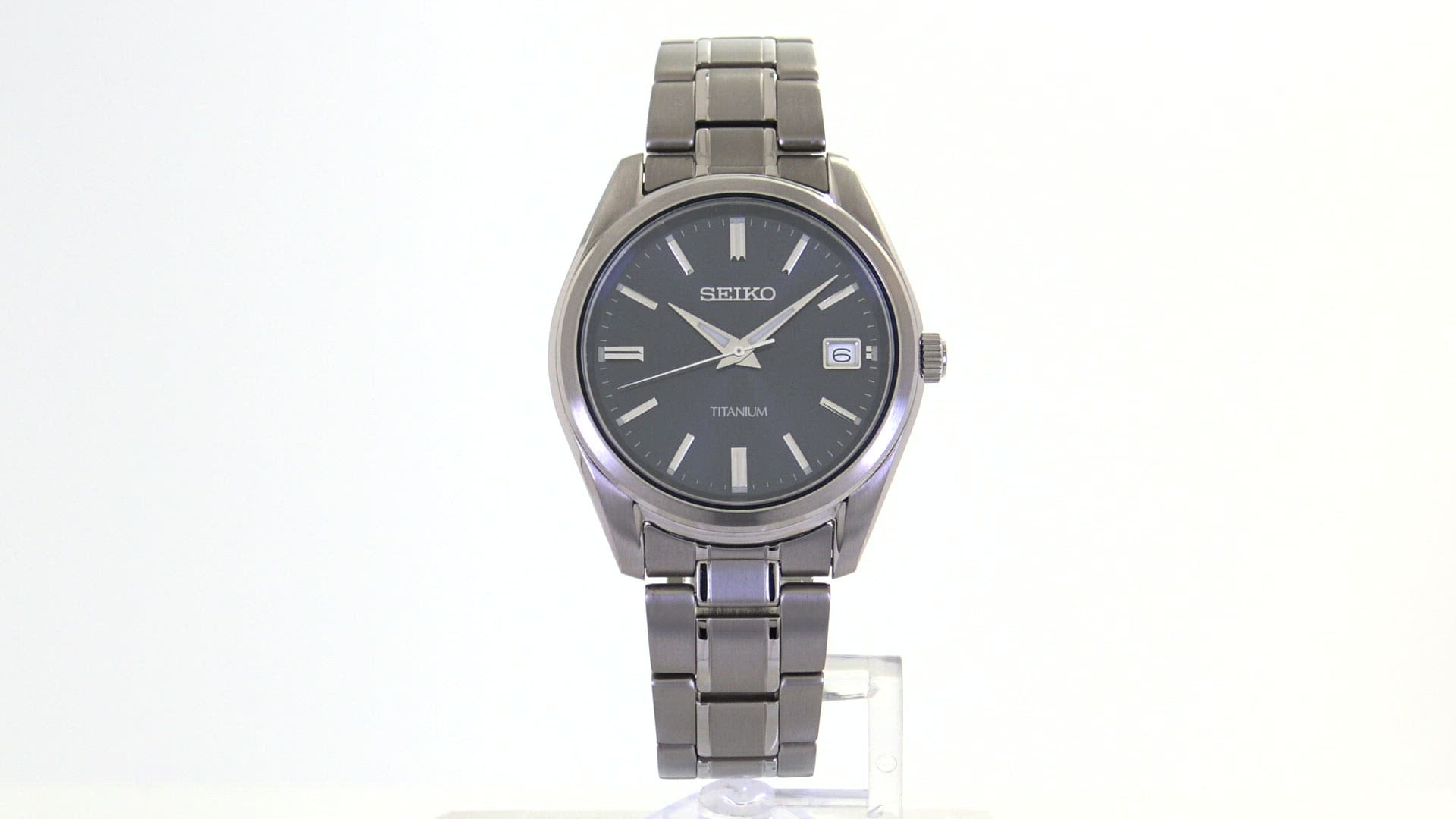 SEIKO Classic Quartz Blue Dial Grey Titanium Men's Watch SUR373