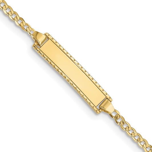 Quality Gold 10k Flat Curb Link ID Bracelet Gold