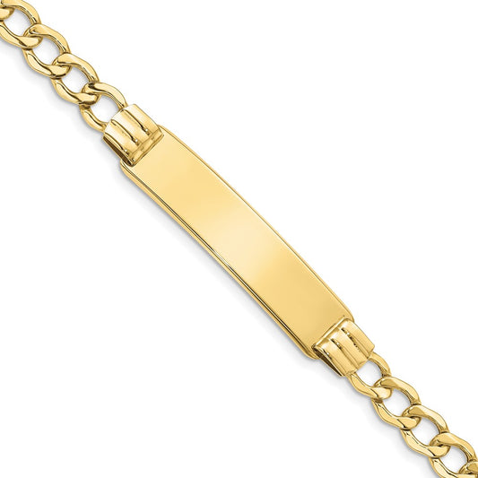 Quality Gold 10k Semi-solid Curb Link ID Bracelet Gold