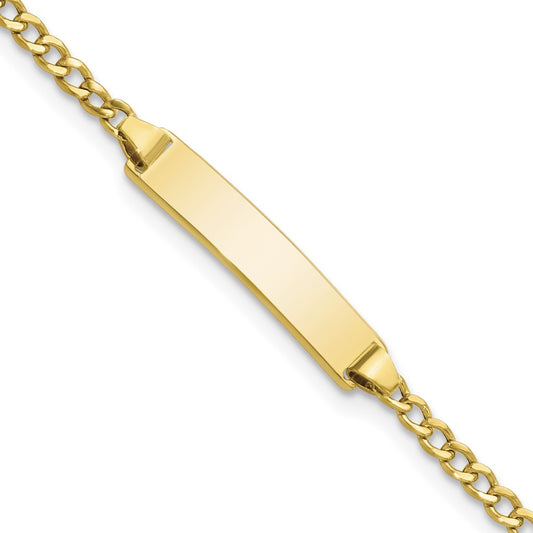 Quality Gold 10k Semi-solid Curb Link ID Bracelet Gold