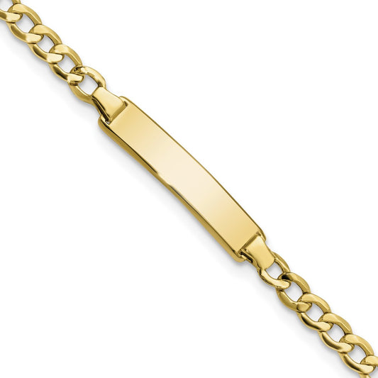Quality Gold 10k Semi-solid Curb Link ID Bracelet Gold