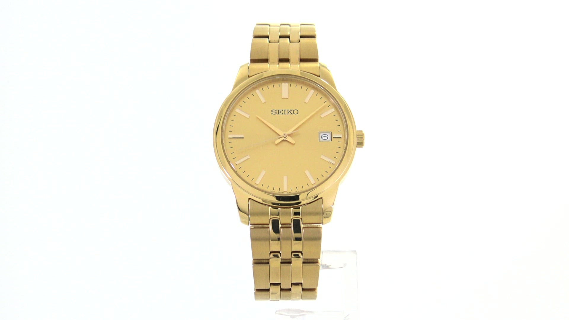 Seiko Men's Essential Gold Tone Stainless Steel Link Watch SUR442