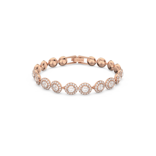 Angelic bracelet, Round cut, Pavé, Medium, White, Rose gold-tone plated