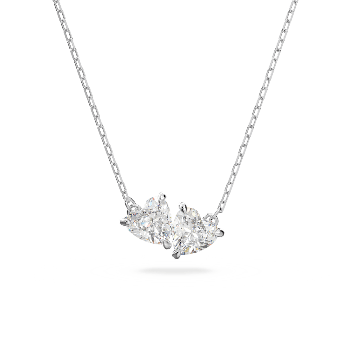 Attract Soul necklace, Heart, White, Rhodium plated