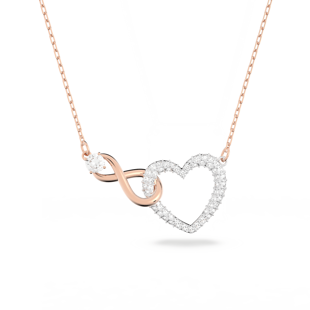 Swarovski Infinity necklace, Infinity and heart, White, Mixed Swarovski Infinity necklace, Infinity and heart, White, Mixed
