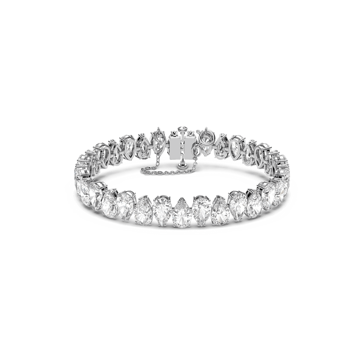 Millenia bracelet, Pear cut, White, Rhodium plated