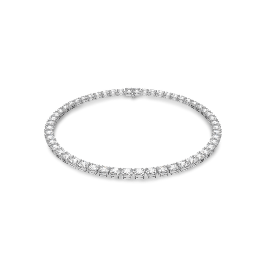 Millenia necklace, Square cut, White, Rhodium plated