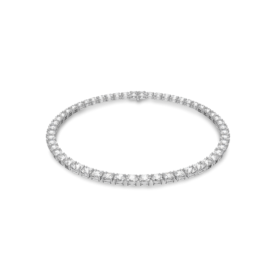 Millenia necklace, Square cut, White, Rhodium plated