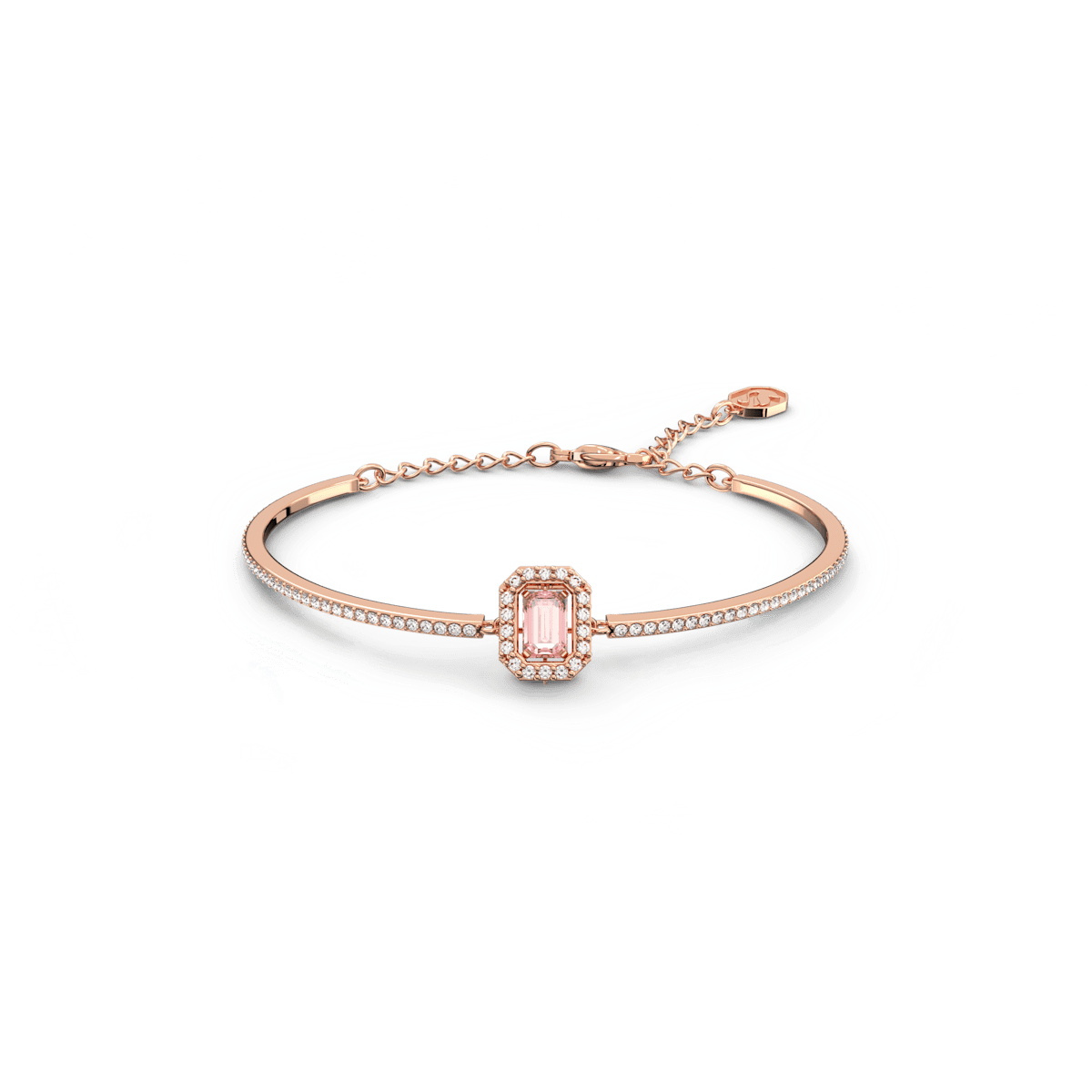 Millenia bangle, Octagon cut, Pavé, Pink, Rose gold-tone plated