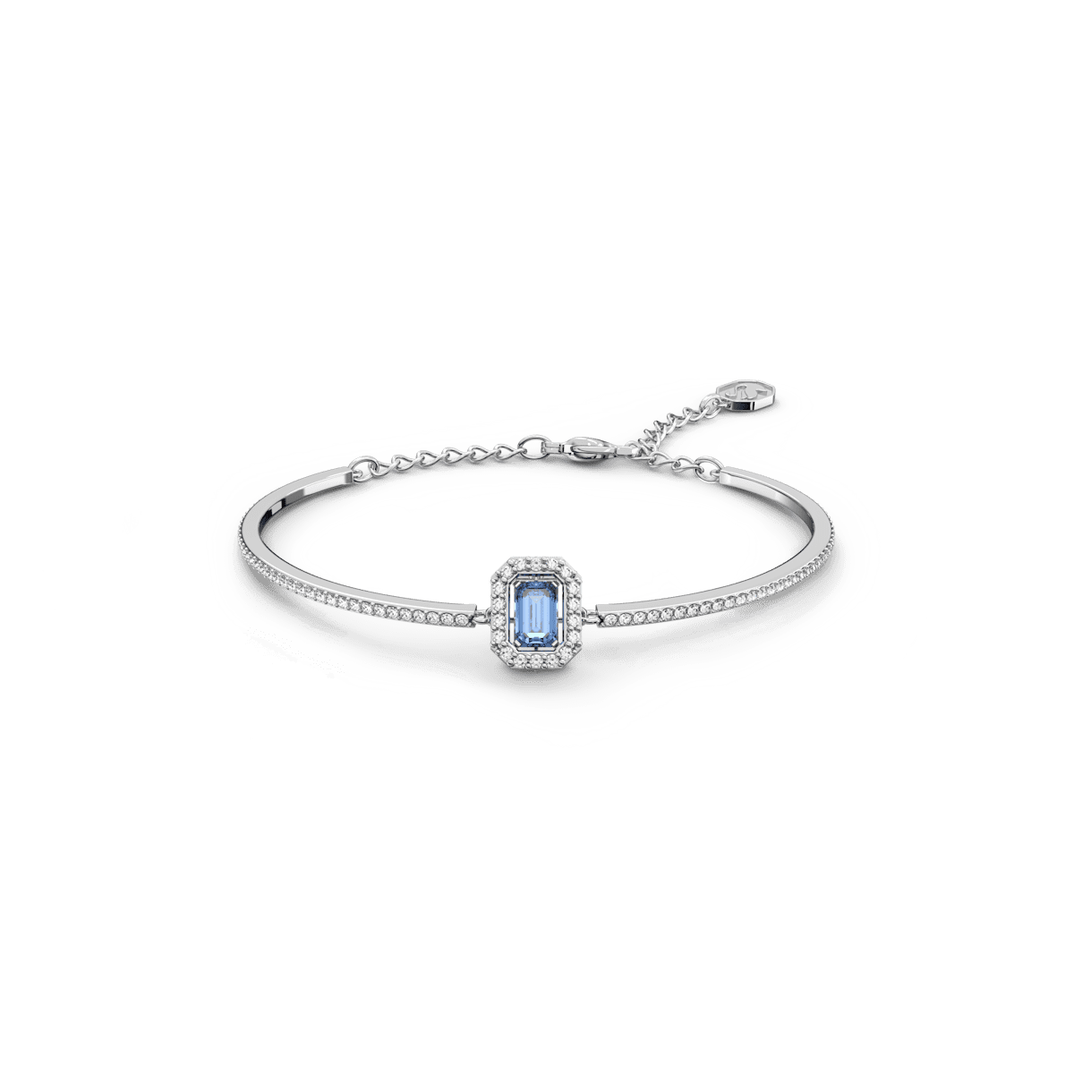 Millenia bangle, Octagon cut, Pavé, Blue, Rhodium plated