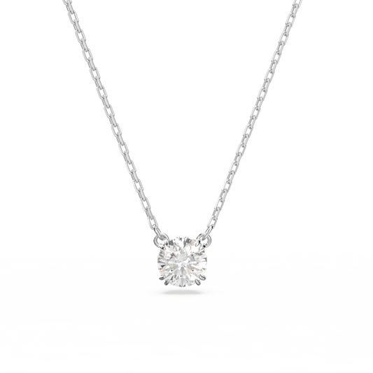 Constella pendant, Round cut, White, Rhodium plated