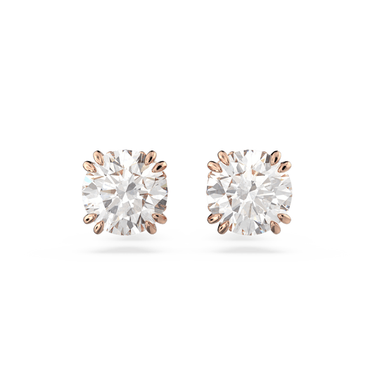 Constella stud earrings, Round cut, White, Rose gold-tone plated