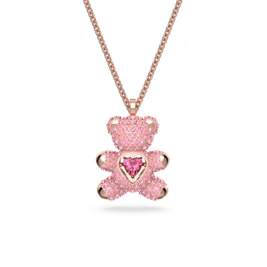 Teddy pendant, Bear, Pink, Rose gold-tone plated