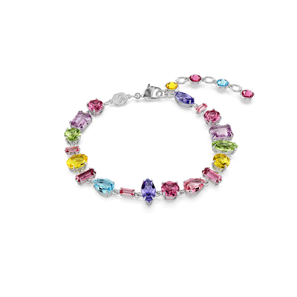 Gema bracelet, Mixed cuts, Multicolored, Rhodium plated