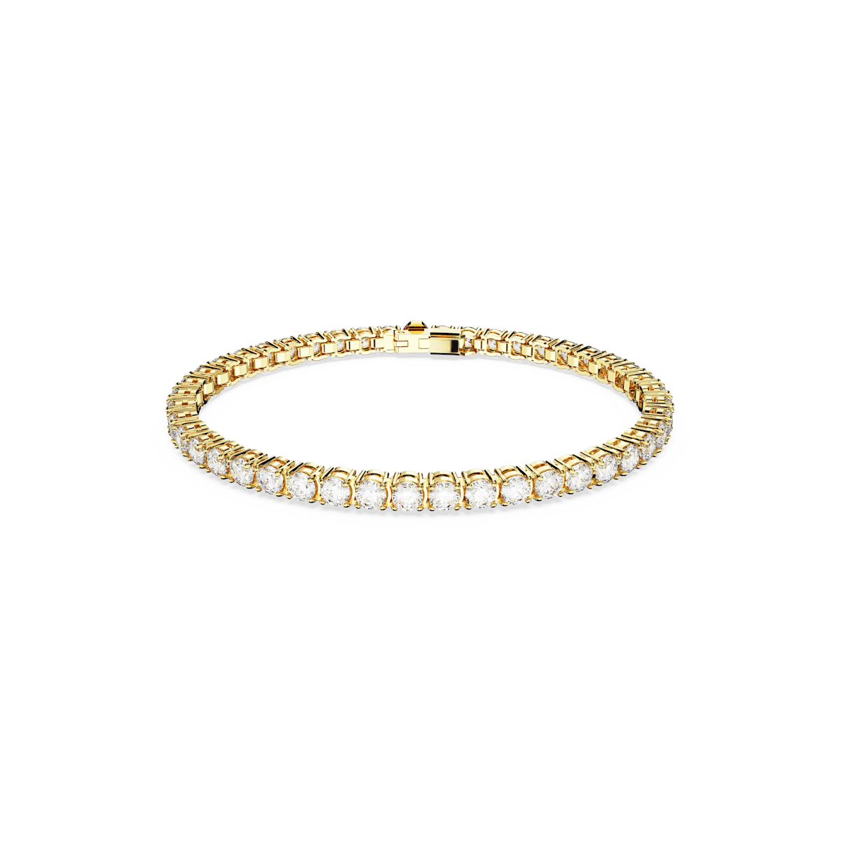 Matrix Tennis bracelet, Round cut, White, Gold-tone plated