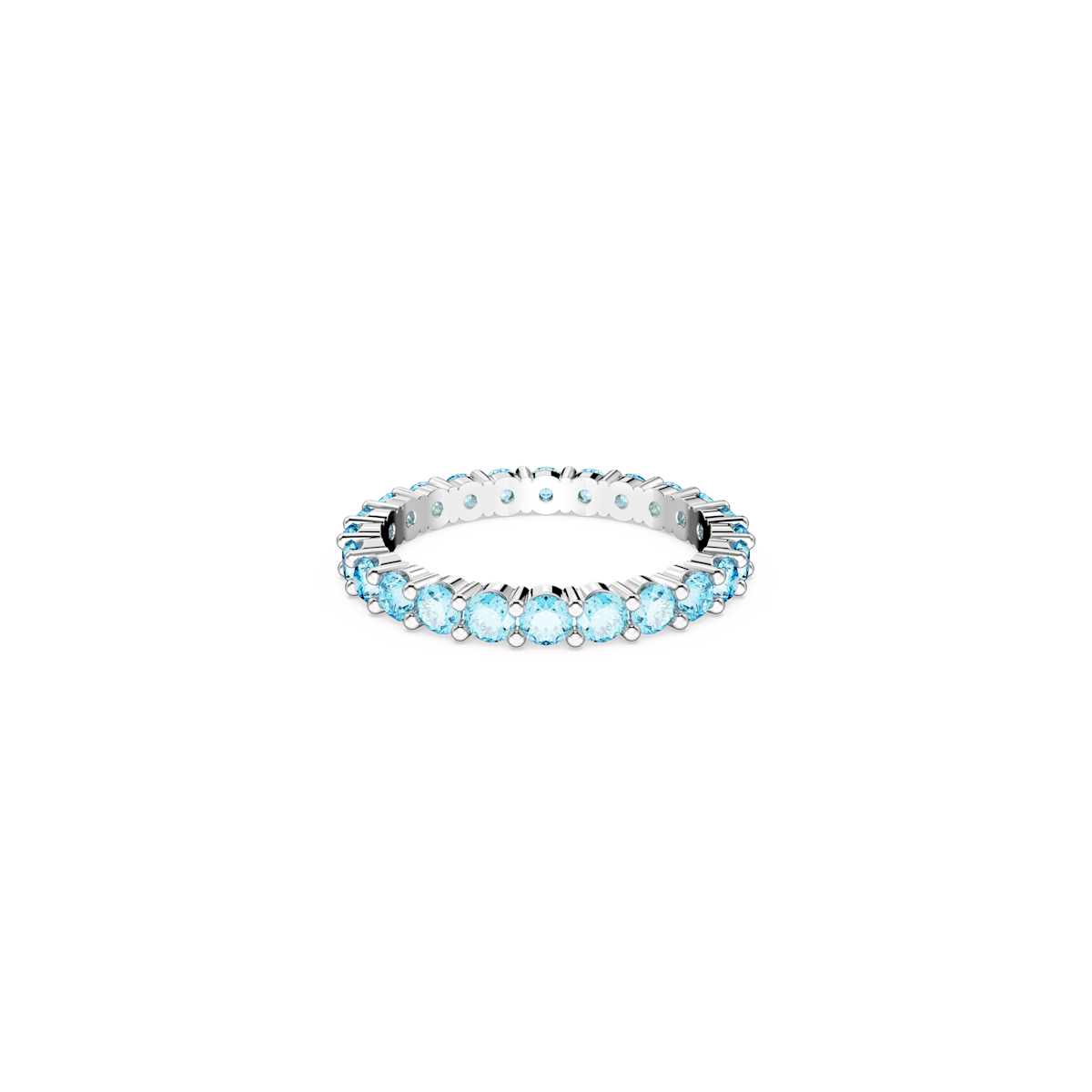 Matrix ring, Round cut, Blue, Rhodium plated