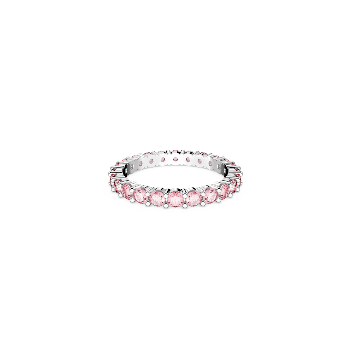 Matrix ring, Round cut, Pink, Rhodium plated