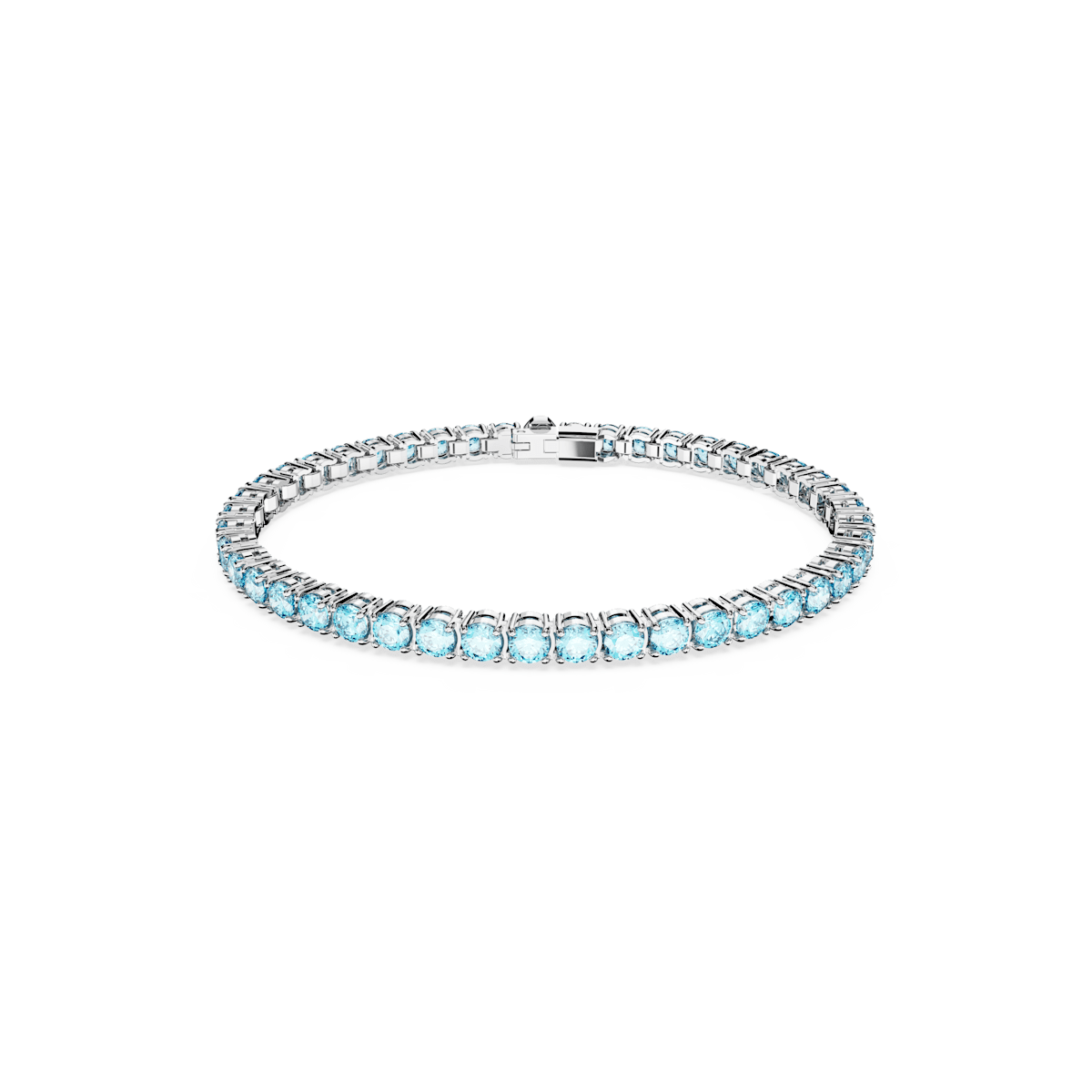 Matrix Tennis bracelet, Round cut, Blue, Rhodium plated