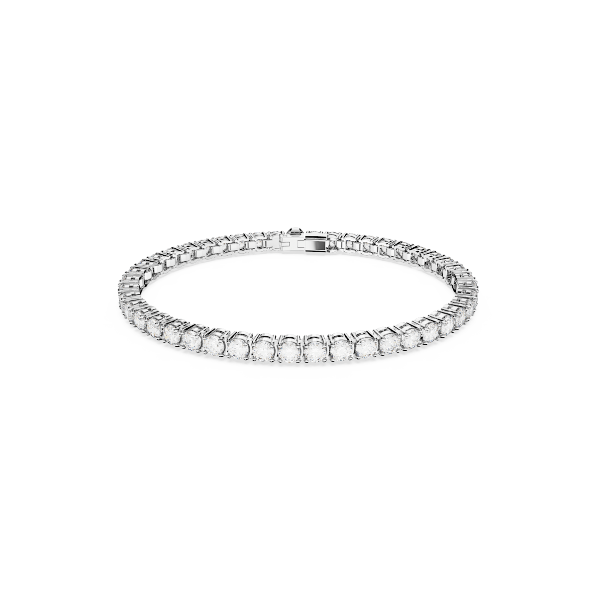 Matrix Tennis bracelet, Round cut, White, Rhodium plated