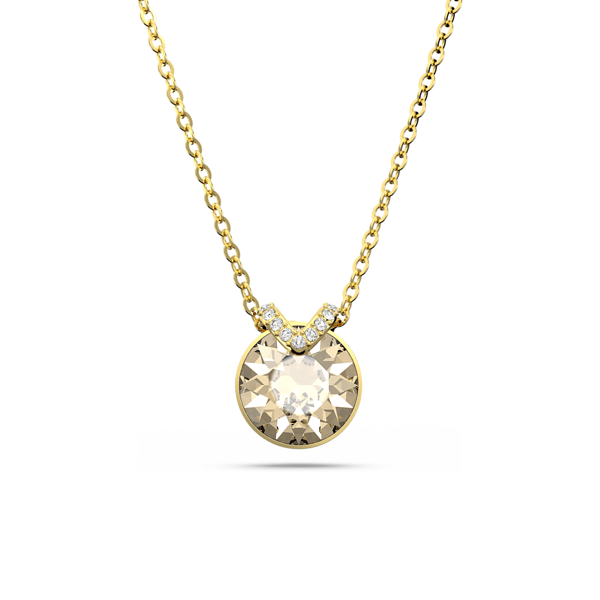 Bella V pendant, Round cut, Gold tone, Gold-tone plated