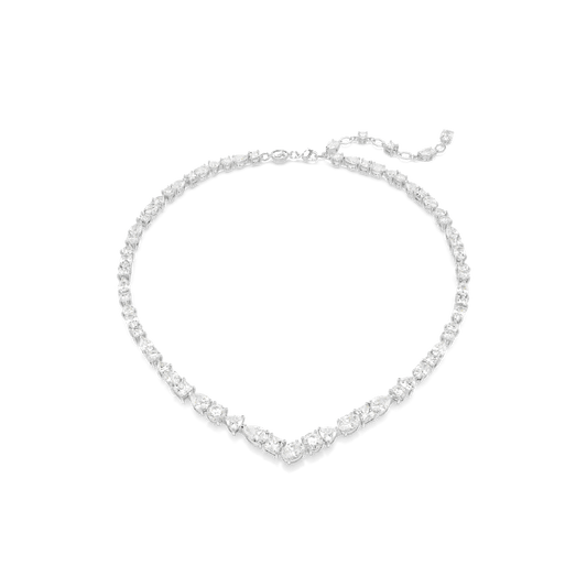 Mesmera necklace, Mixed cuts, White, Rhodium plated
