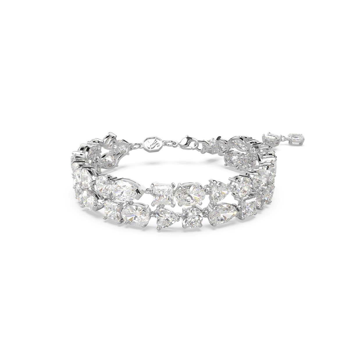Mesmera bracelet, Mixed cuts, White, Rhodium plated