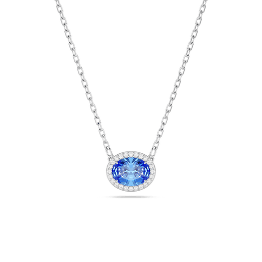 Constella necklace, Oval cut, Blue, Rhodium plated