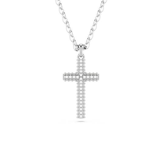 Insigne pendant, Pavé, Cross, White, Rhodium plated