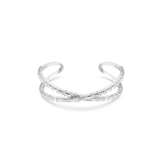 Hyperbola cuff, Infinity, White, Rhodium plated