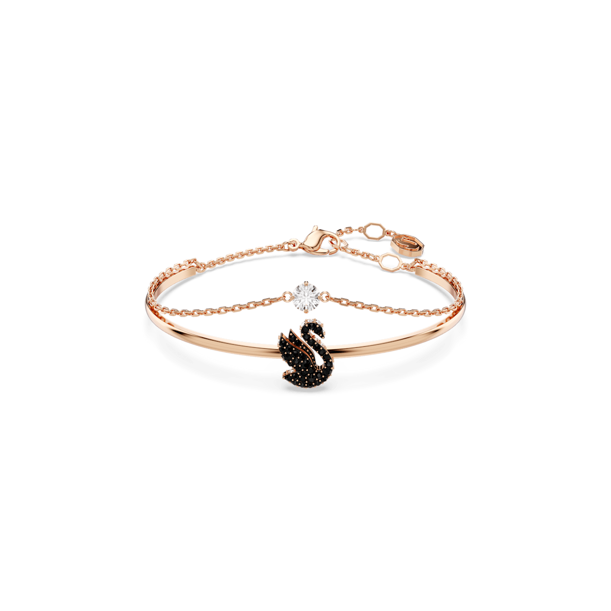Gold Tone Swarovski Bracelet Black Swan Swarovski Swan Bangle