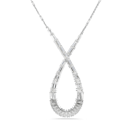 Hyperbola pendant, Mixed cuts, Infinity, White, Rhodium plated