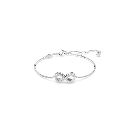 Hyperbola bracelet, Infinity, White, Rhodium plated