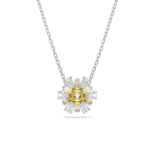 Idyllia pendant, Flower, Yellow, Rhodium plated