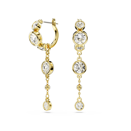 Imber drop earrings, Round cut, White, Mixed metal finish