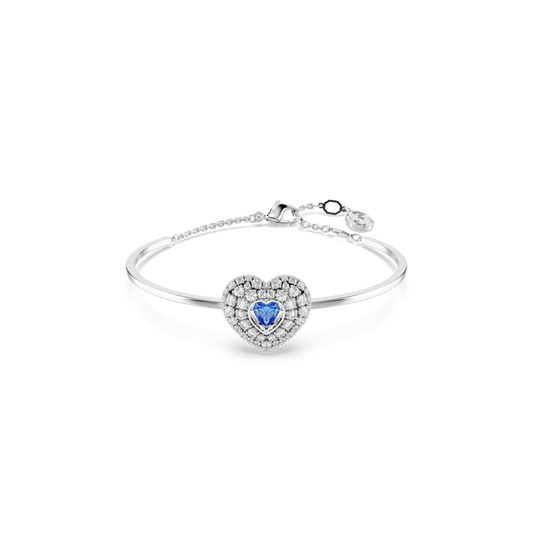 Hyperbola bangle, Heart, Blue, Rhodium plated